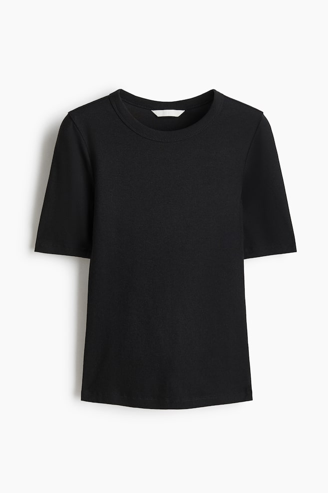 Ribbed T-shirt - Black/Lilac/Grey marl/Bright red - 1