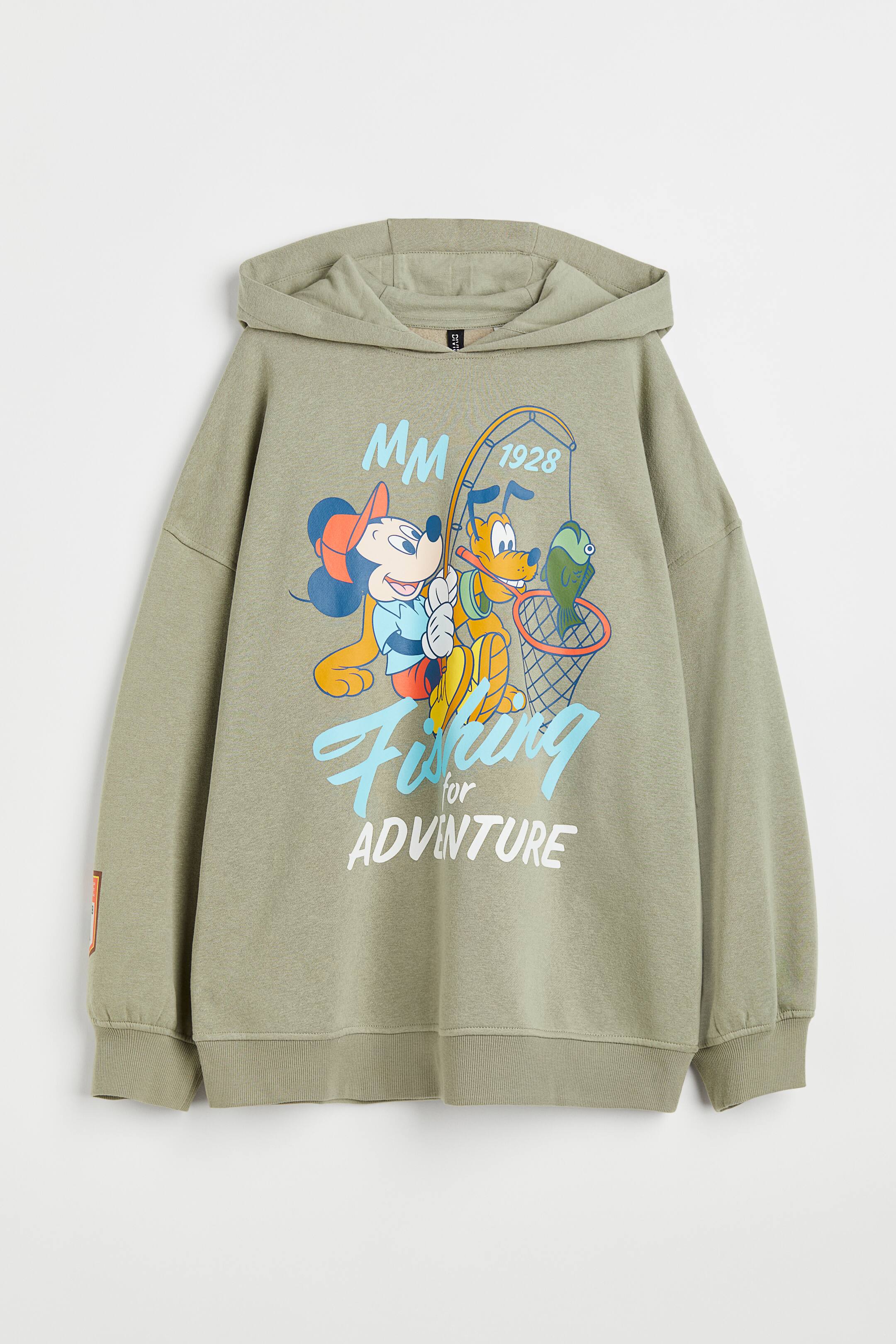 拡大画像を表示: オーバーサイズスウェットパーカ - セージグリーン／ミッキーマウス - レディース | H&M JP 1