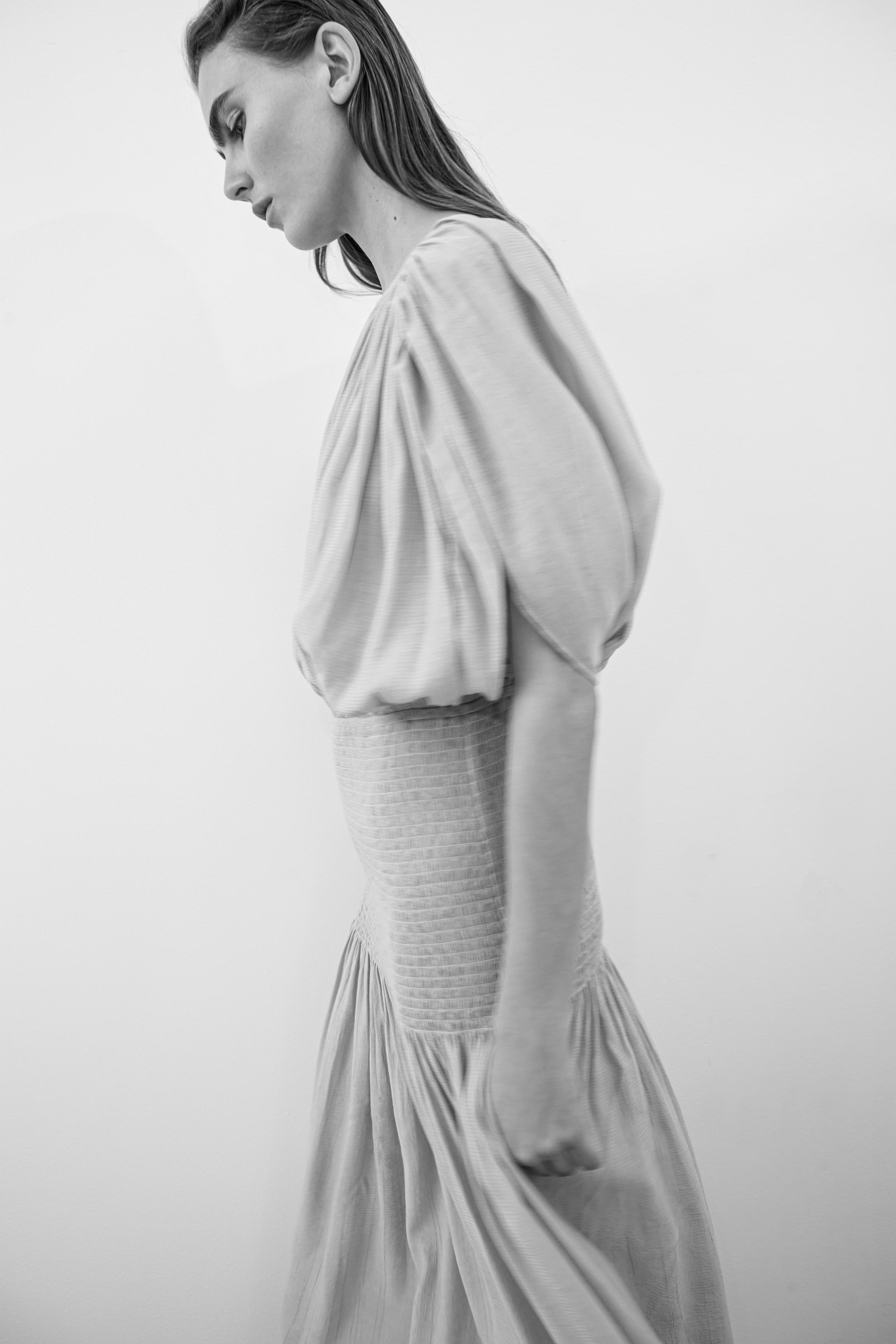 Smocked Cape-Detail Dress