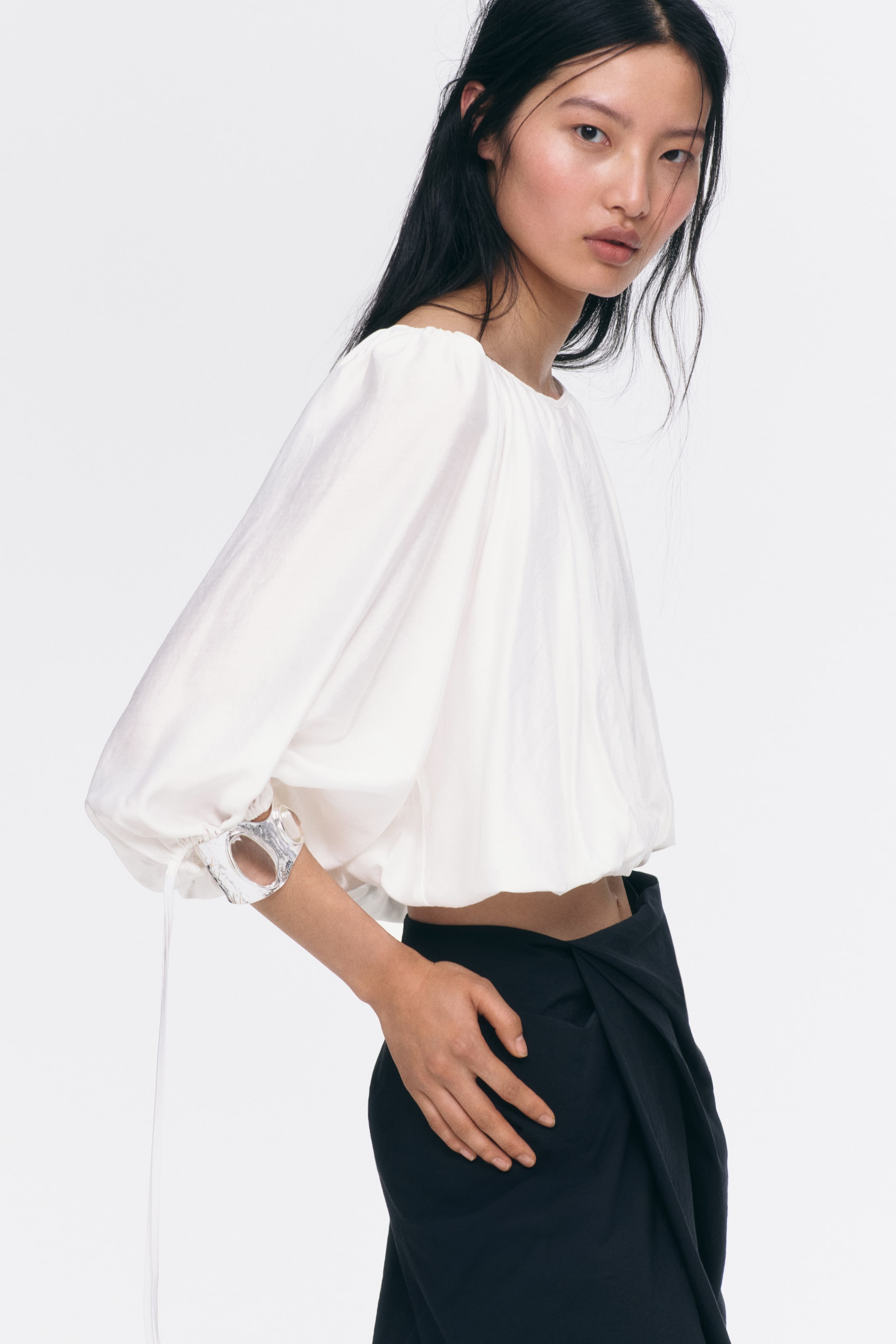 Blouse grande taille avec liens à nouer