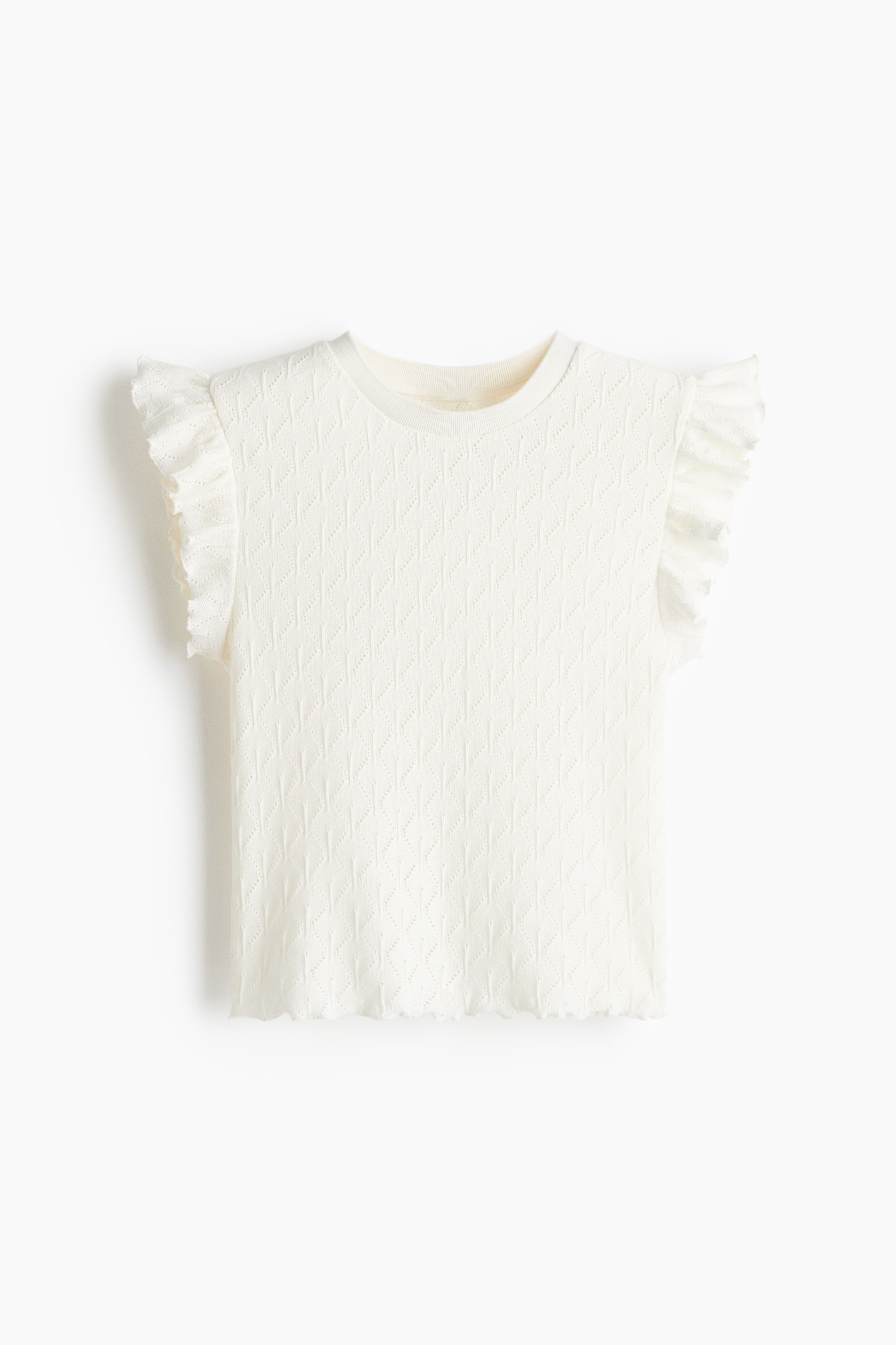 Top con maniche a volant - Bianco/Bianco/nero righe