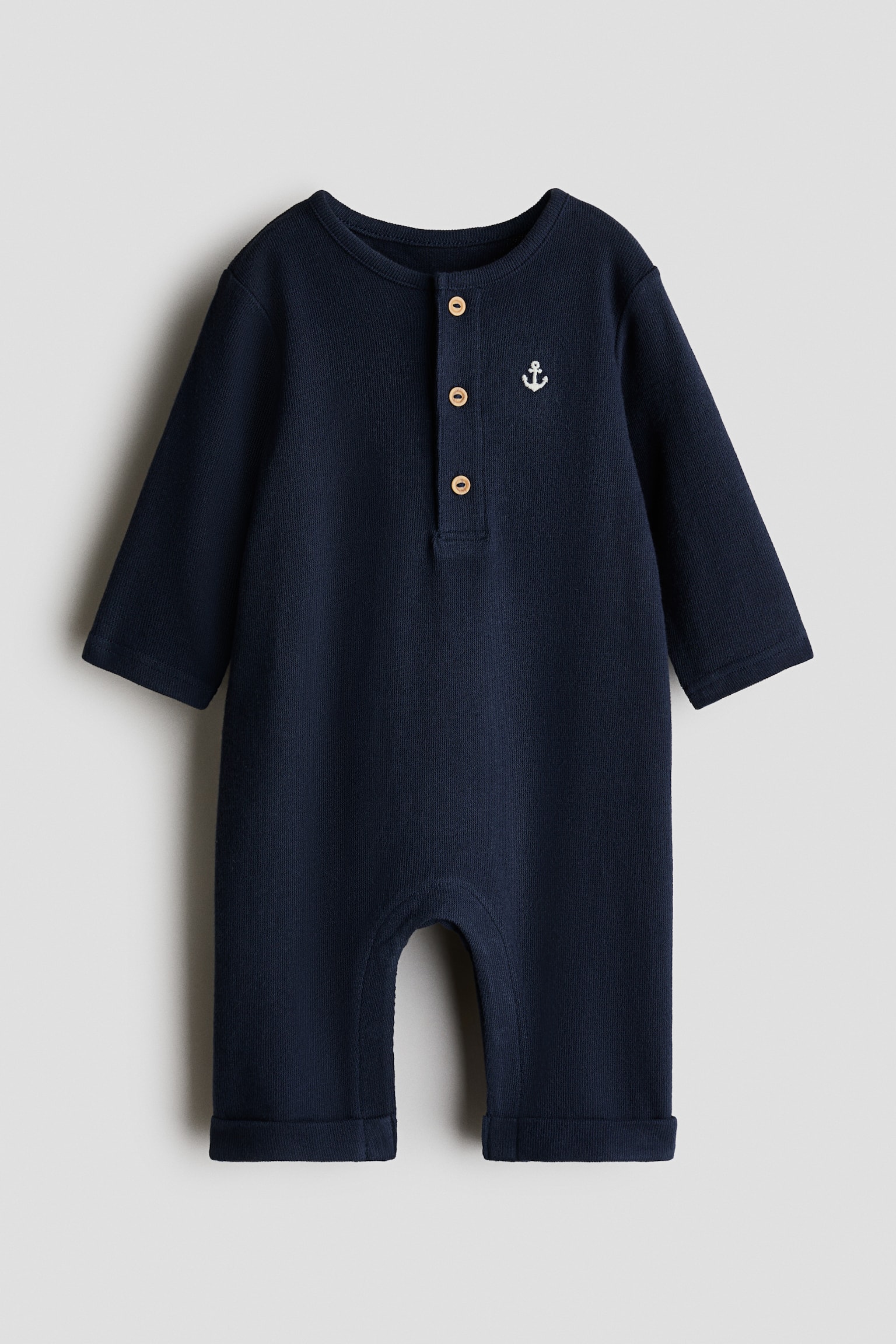 Cotton jersey romper suit - Navy blue/Anchor/Cream/Navy blue striped