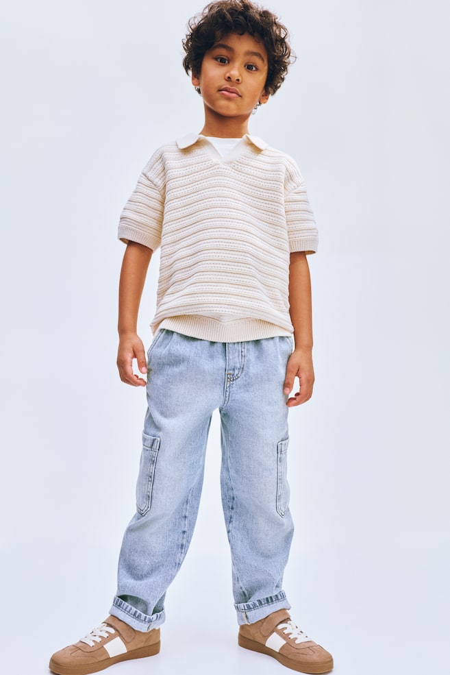 Denim cargo joggers - Pale denim blue - 2