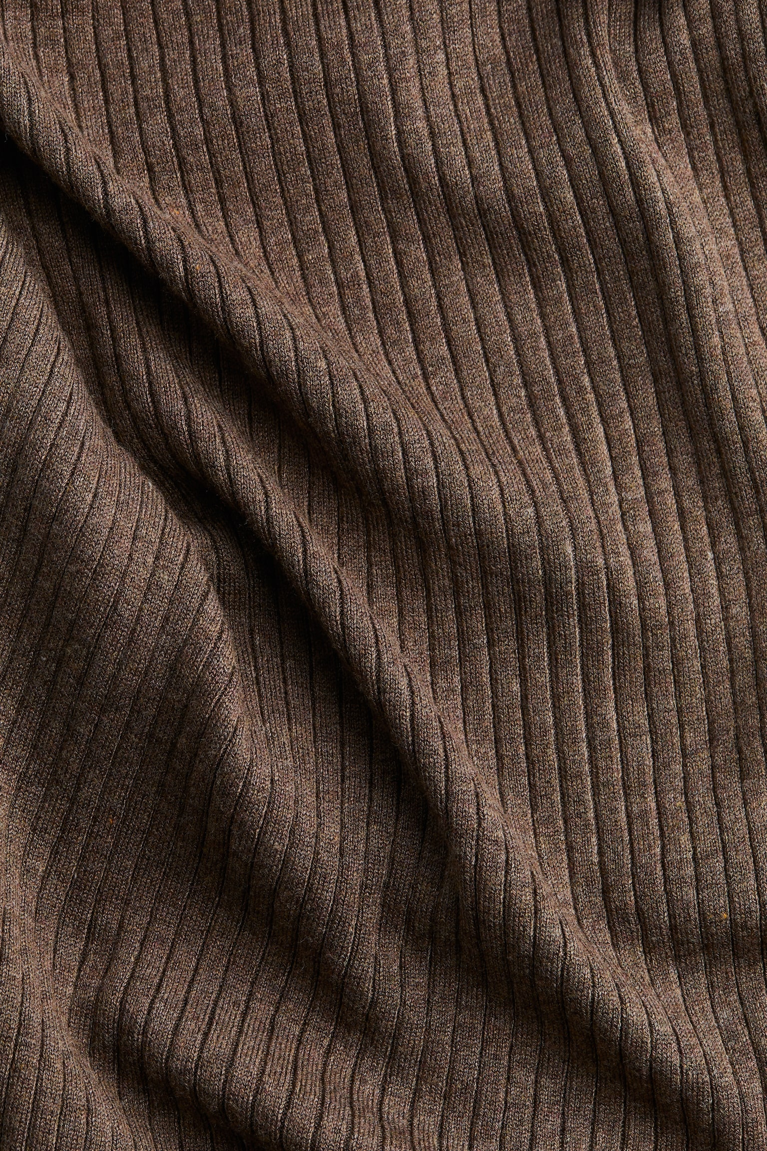 Rib-knit tie-detail dress - Dark brown marl - 4