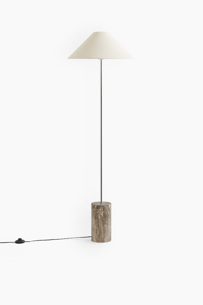 Candeeiro de pé com aparência de mármore - Castanho - 1