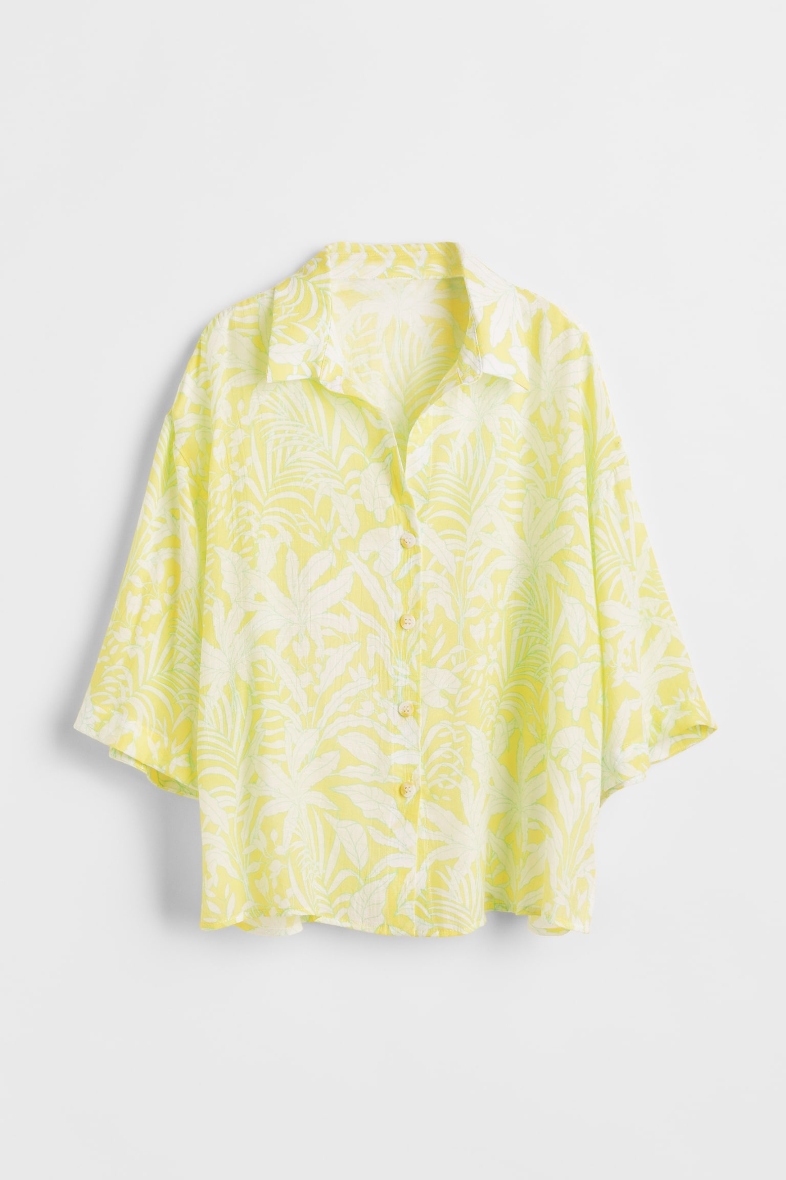 Boxy Resort Shirt - Yellow/Leaves - 1