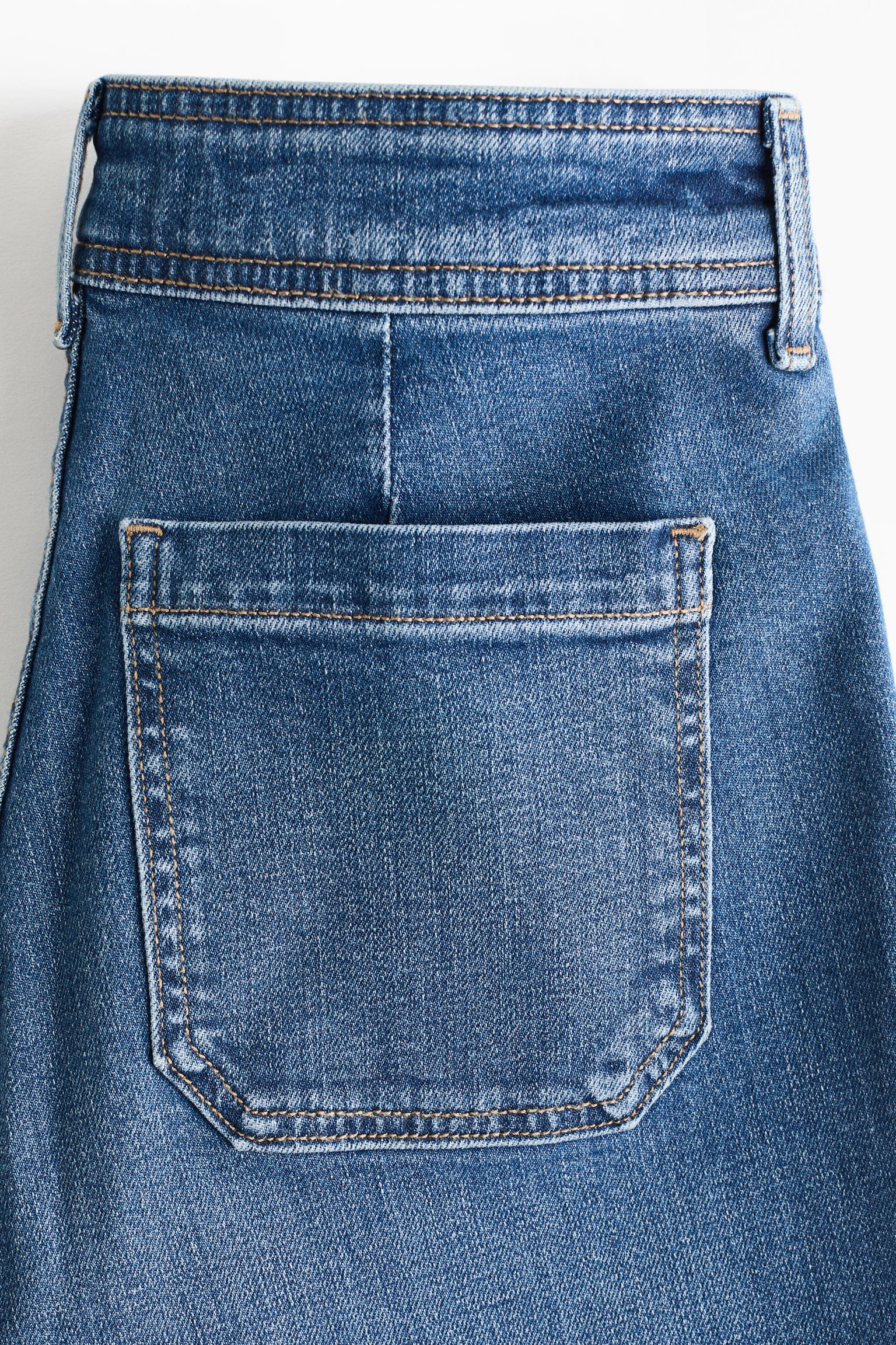 Jean évasé taille haute - Bleu denim/Blanc/Bleu denim foncé/Bleu denim foncé/Blanc/Rose pêche - 4