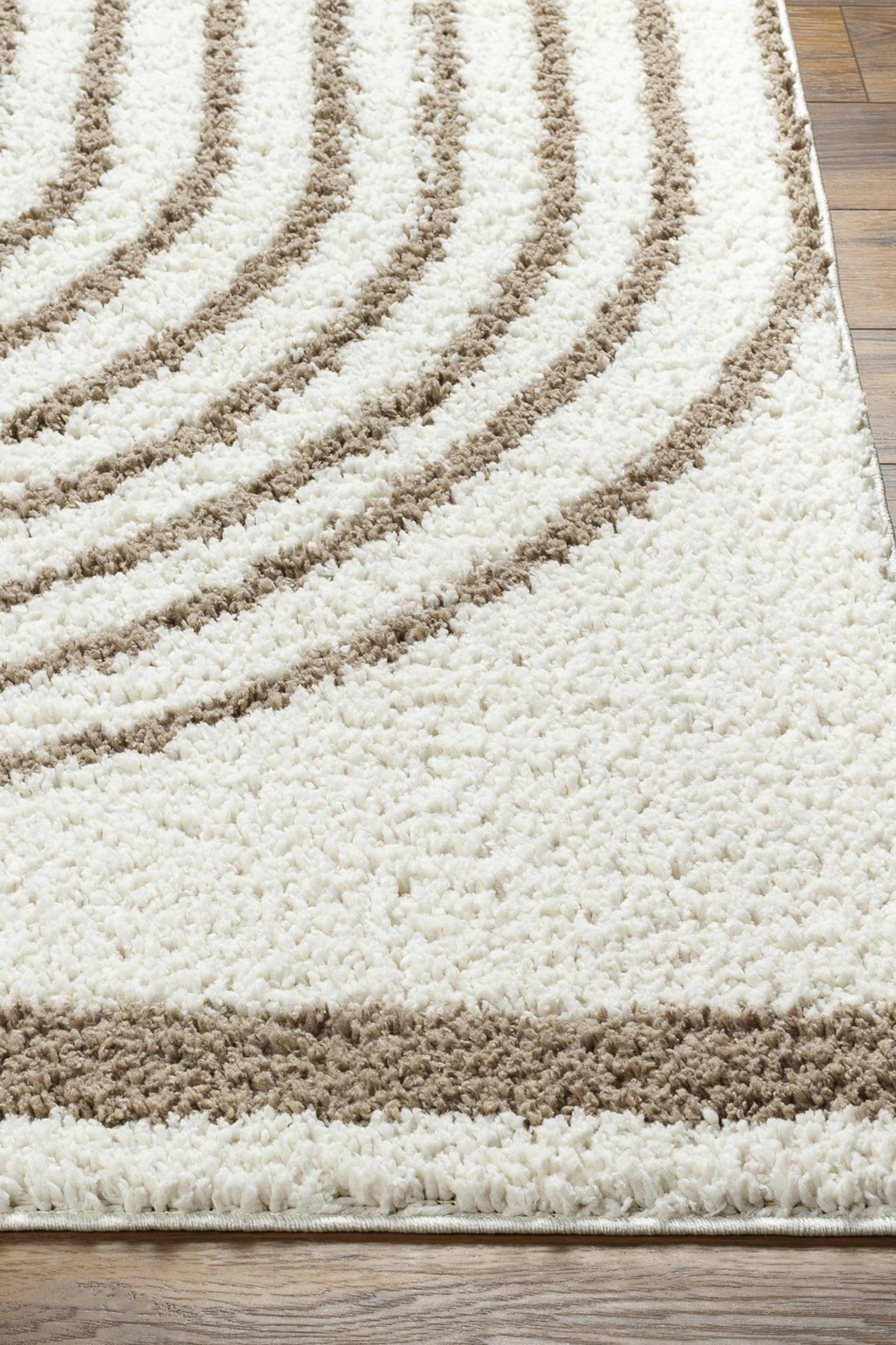 Pihu Modern Shaggy Area Rug - Ivory, Tan - 3