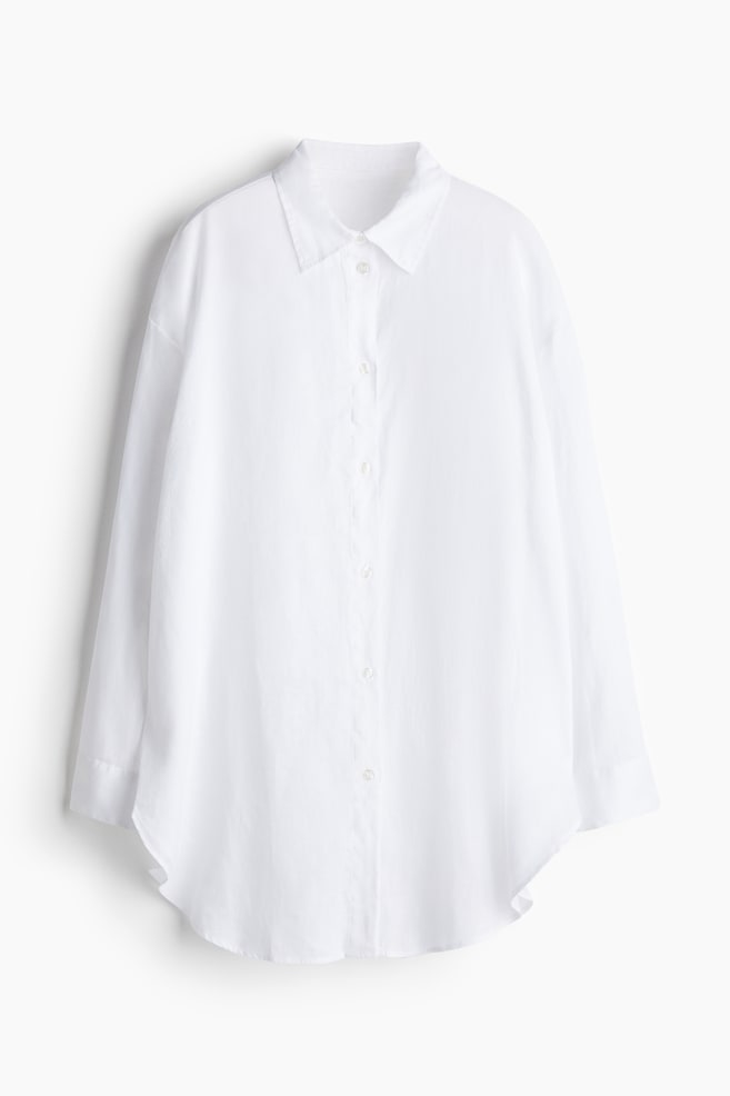 Linen Beach Shirt - White - 1