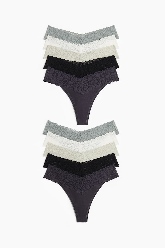 10-pack Lace Thong Briefs - Dark gray/gray-green/Burgundy/Powder pink/Light pink/burgundy/Black/Light blue/white/Black/dark gray/light pink/Light gray/dark gray melange/Gray-green/light green/Light pink/dark gray/Pigeon blue/light blue/Light beige/white/dark gray - 1