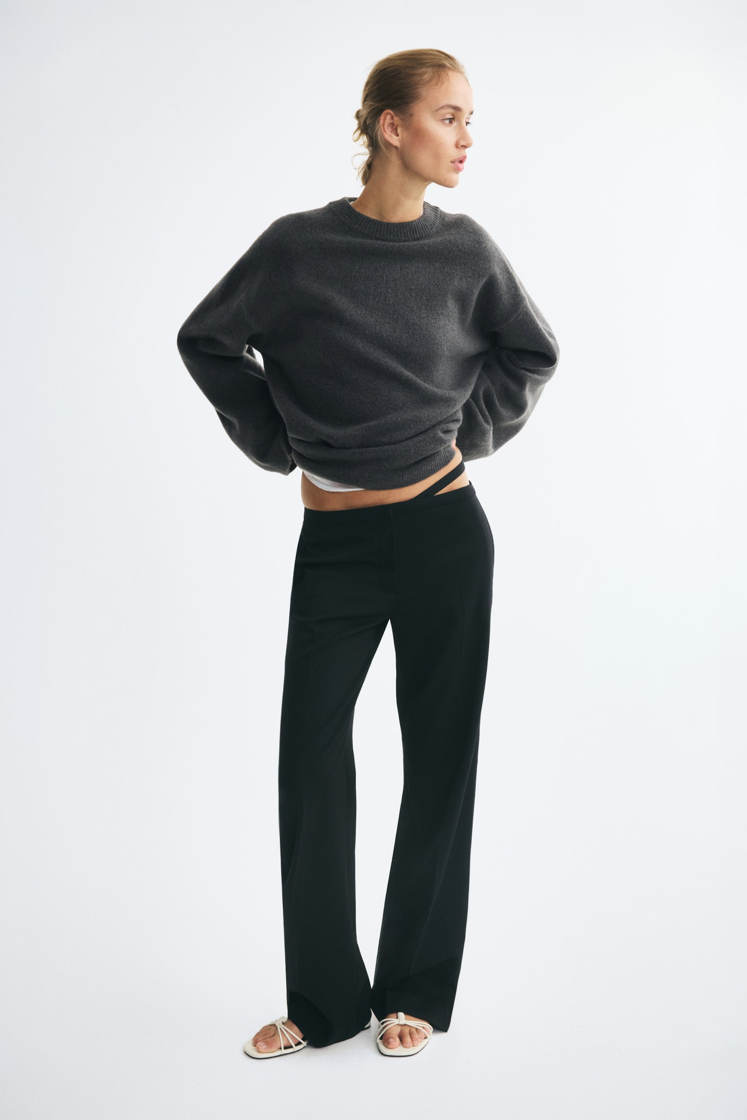 Женский свитер H&M Oversized Sweater, цвет: Тёмный серый — фото 3