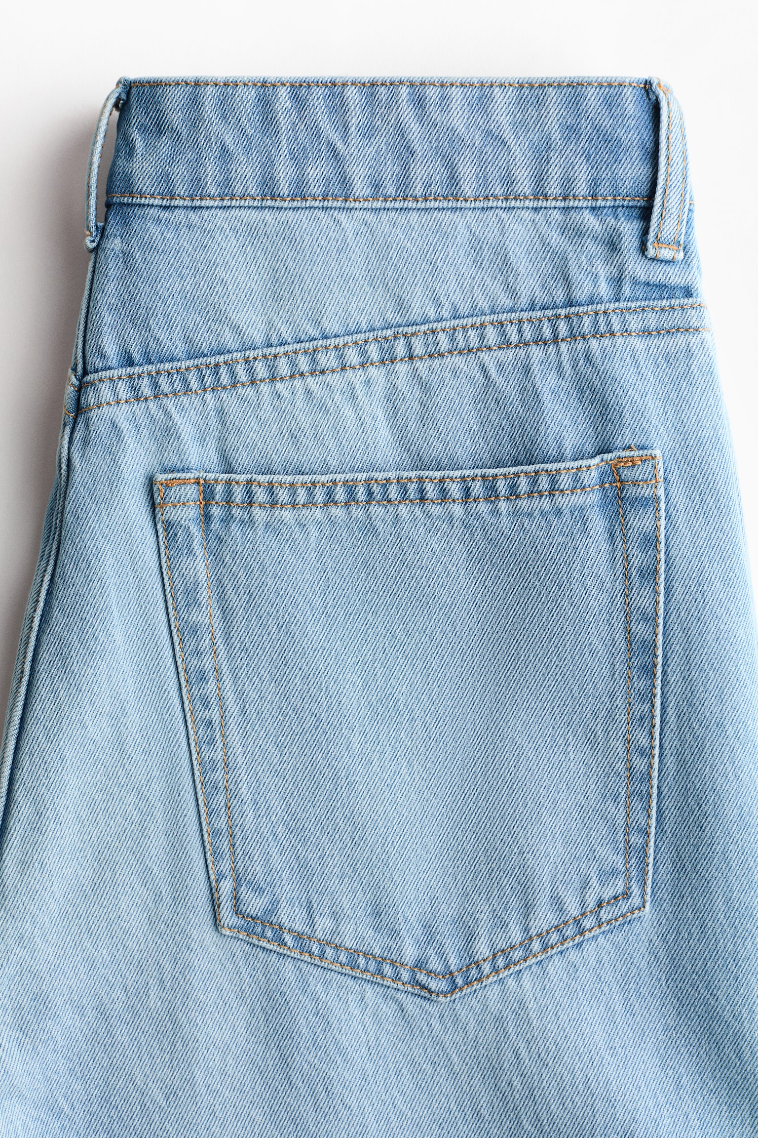 Straight High Waist Scarf-detail jeans - כחול ג'ינס בהיר/כחול נייבי/כחול ג'ינס/כתום - 7