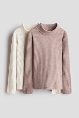 2-pack ribbad tröja med polokrage