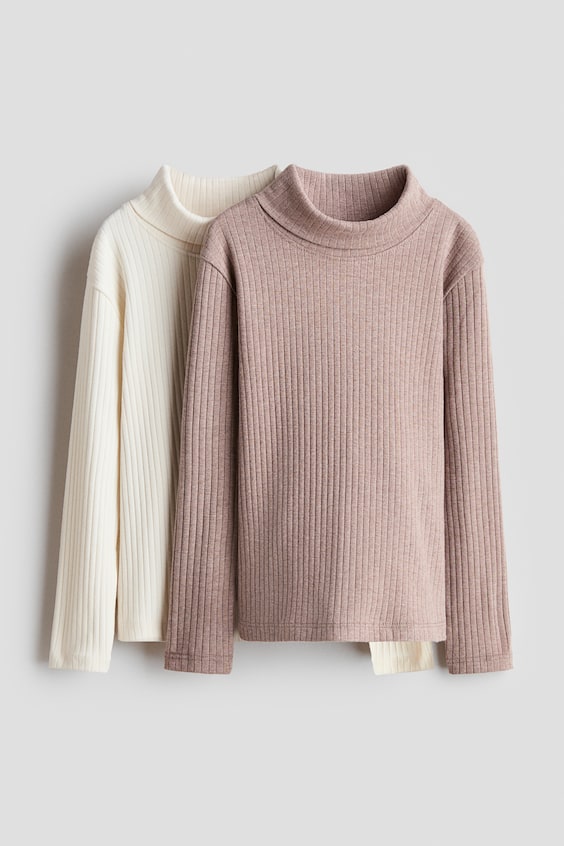 Детские топы H&M 2-pack Ribbed Turtleneck Tops