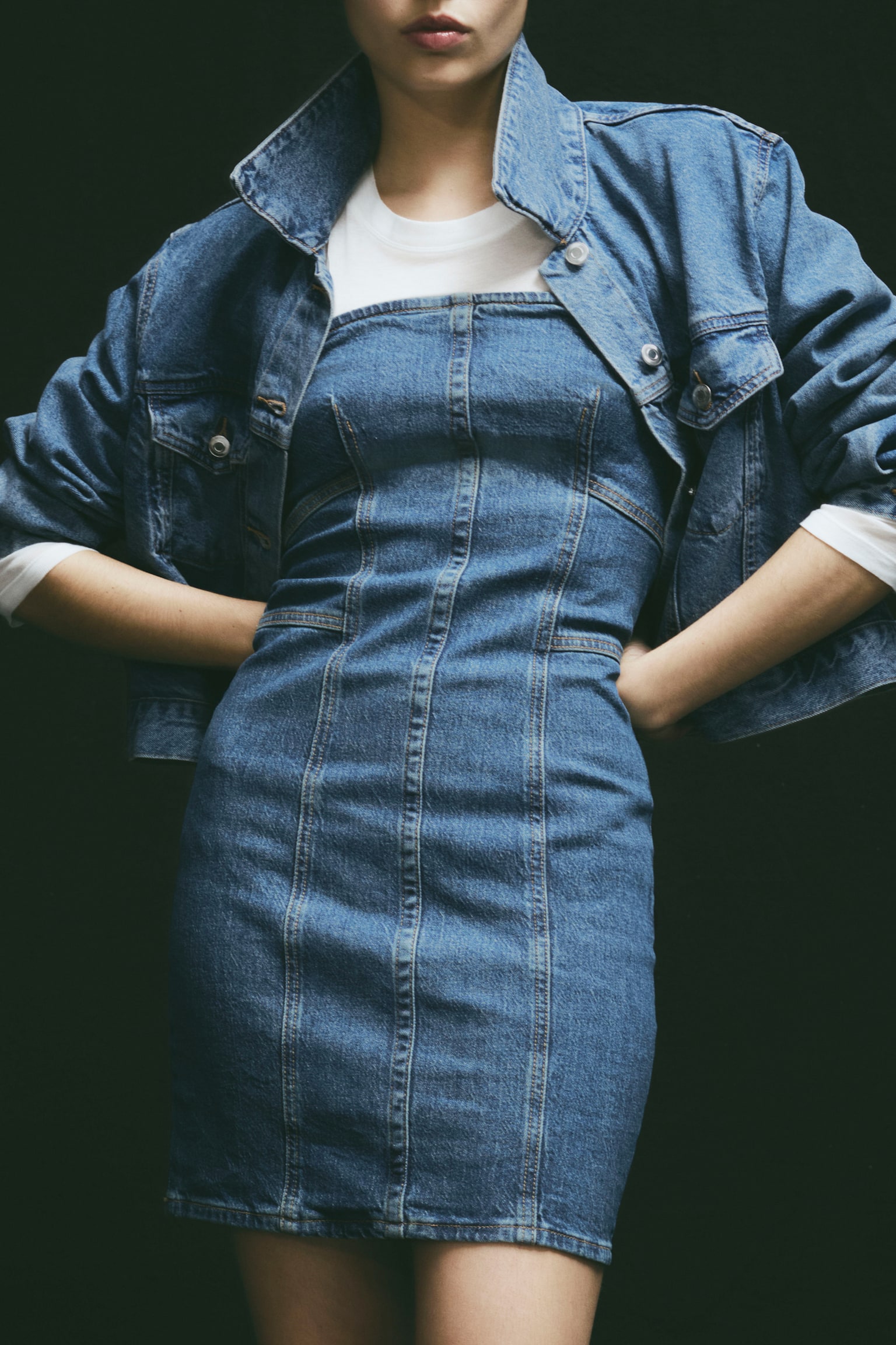 Denim Bandeau Dress - Denim blue - 5