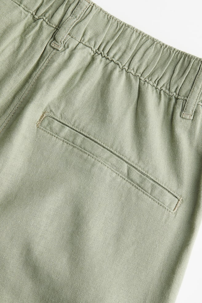 Shorts i hørblanding - Lys kakigrøn/Lys beige/Sort - 4