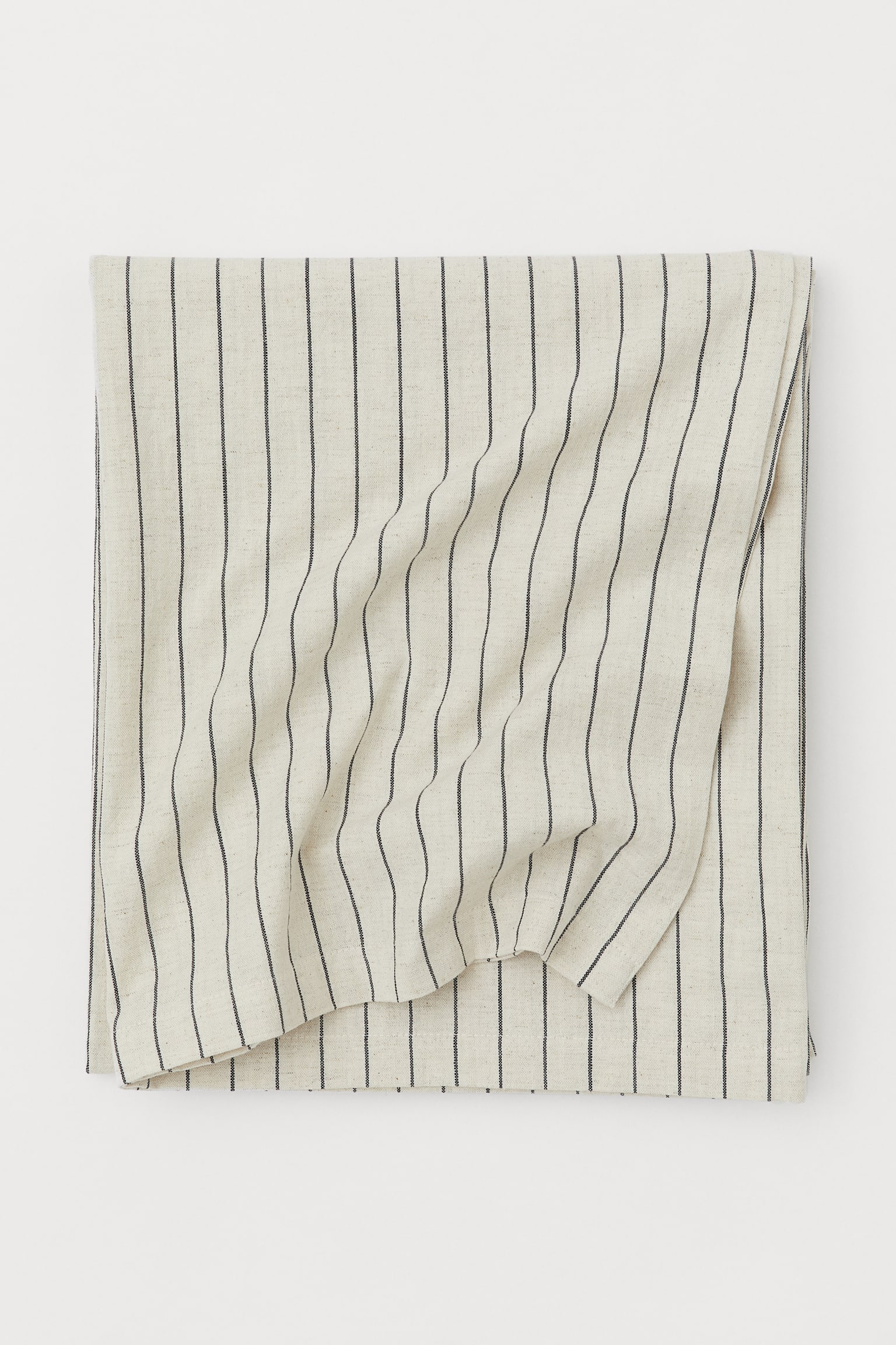 Striped linen-blend tablecloth - Light beige/Striped - 1