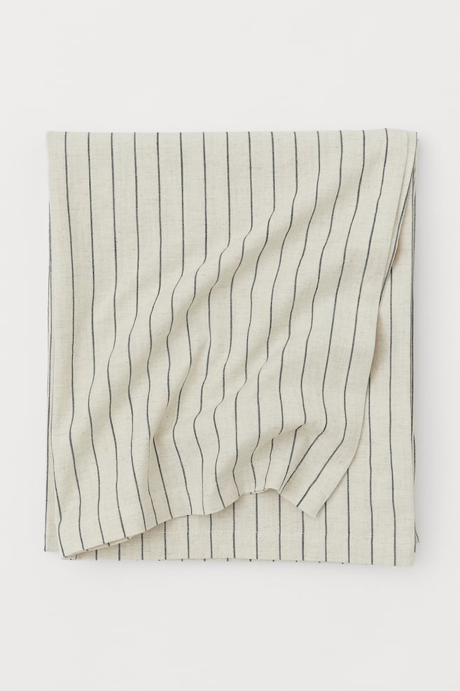 Striped linen-blend tablecloth - Light beige/Striped/Beige/Red striped - 1