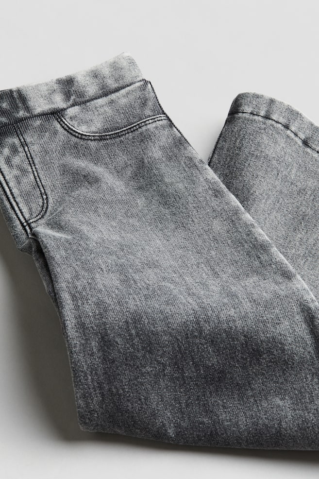 Wide denim-look trousers - Washed denim grey/Light denim blue/Light pink - 2