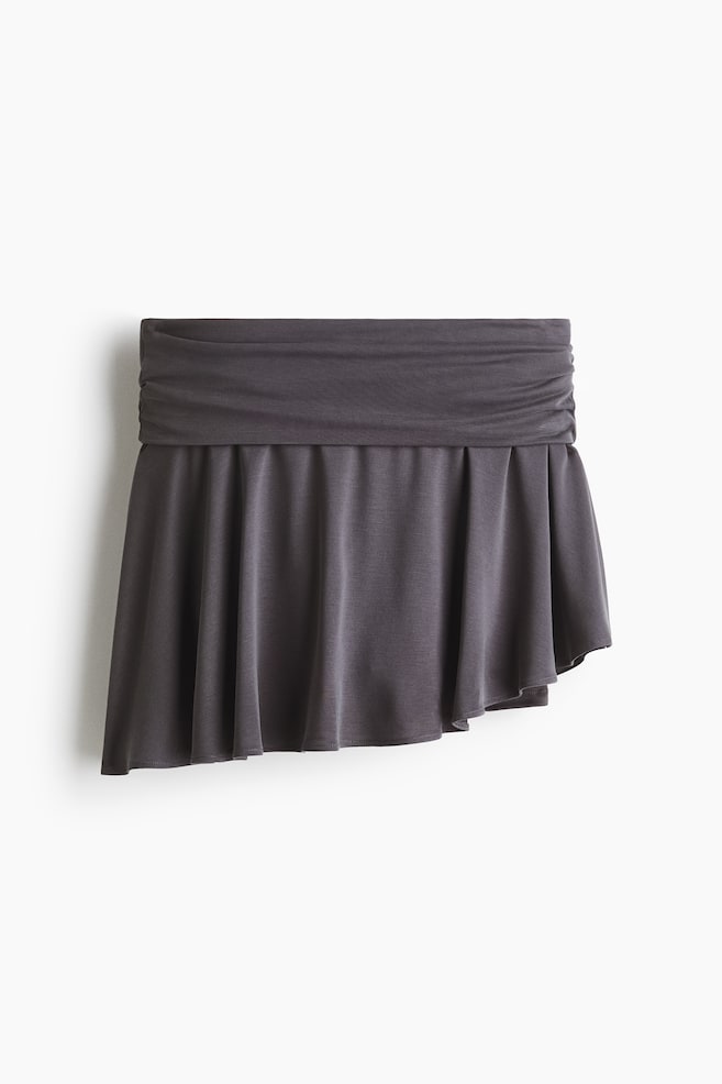 Jupe de yoga asymétrique avec ceinture repliée-Gris foncé - 1