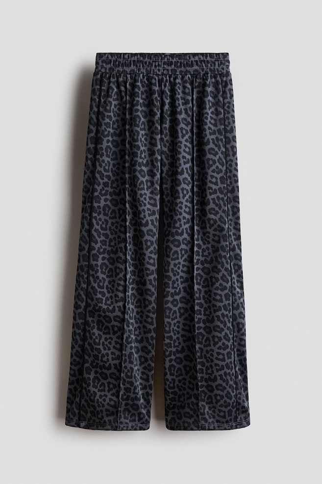 Pantalon de survêtement à jambes larges - Gris foncé/imprimé léopard - 1