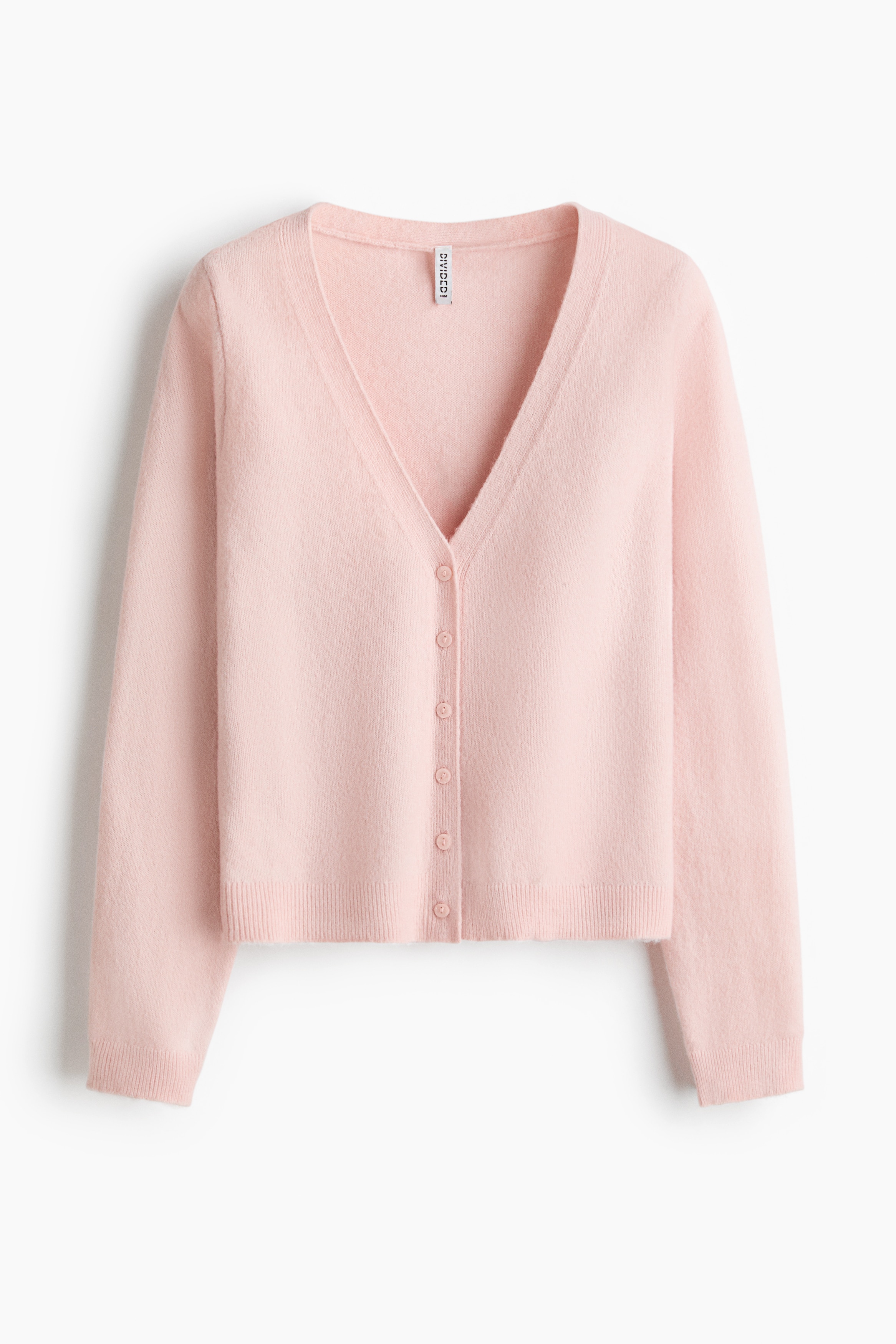 V-neck cardigan - Light pink/Light grey marl/Light beige