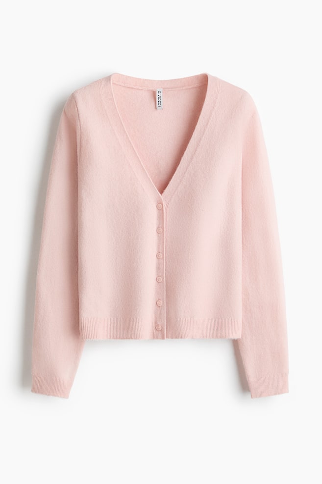 V-neck cardigan - Light pink/Light beige/Light grey marl - 1