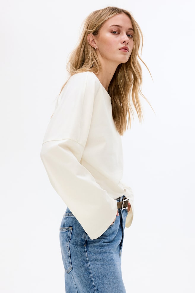 Maglia in cotone a maniche lunghe - Crema/Nero/Viola polvere/Marrone ruggine/Beige polvere chiaro - 5