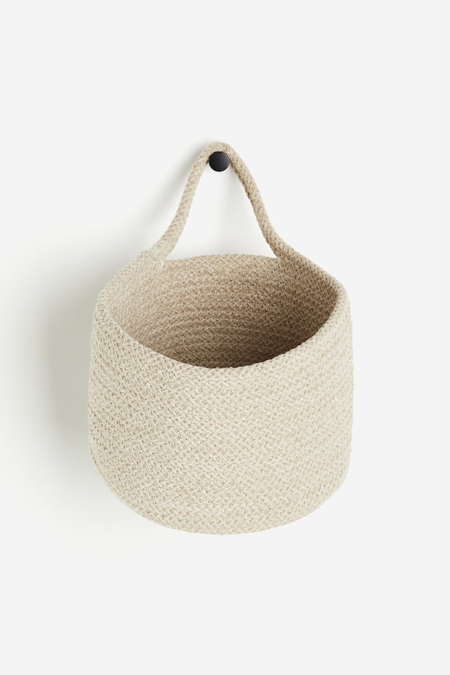 Cotton wall storage basket - Beige/Black/Brown - 1