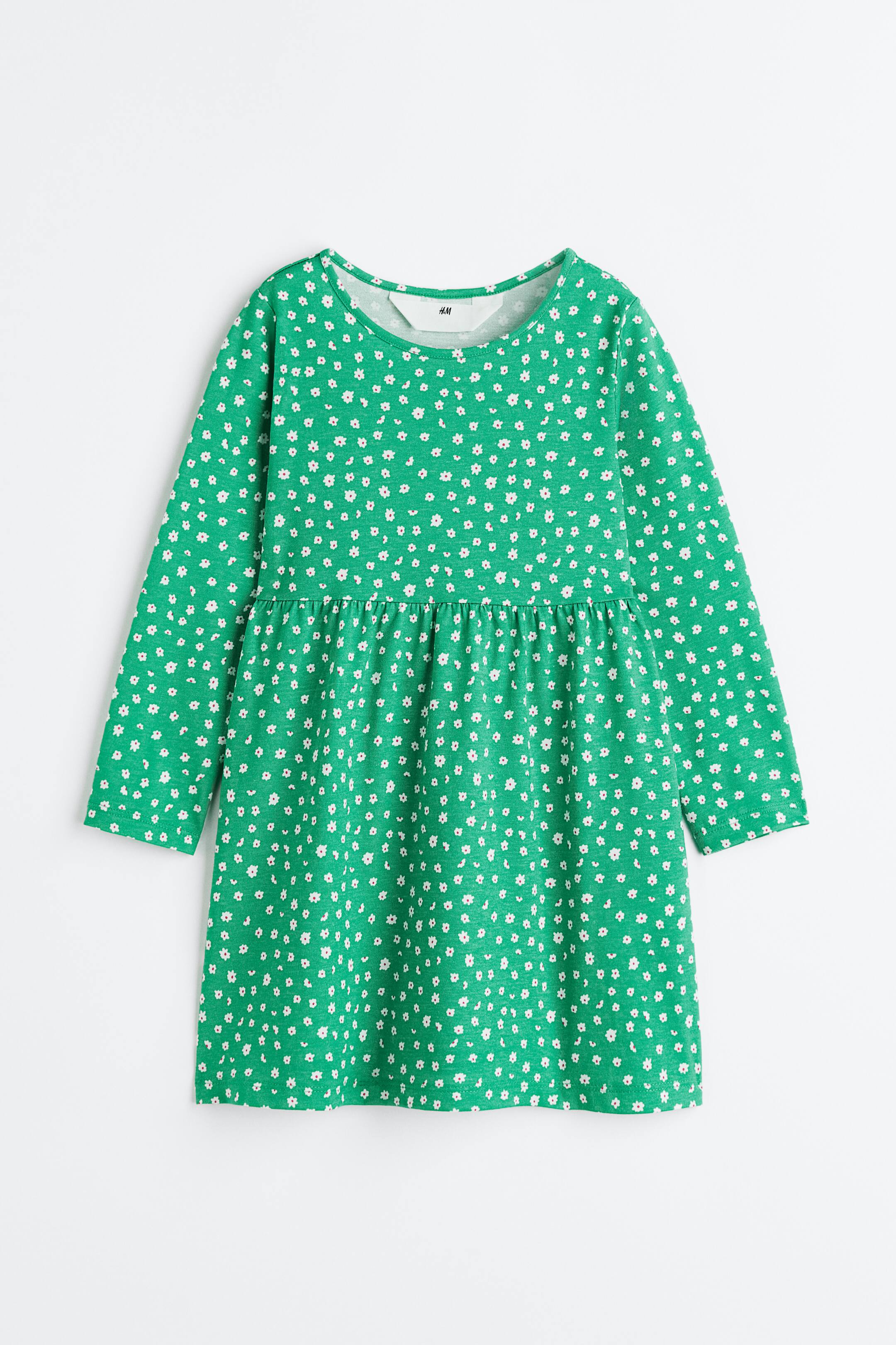 查看大圖: 棉質平紋洋裝 - 綠色/花朵 - Kids | H&M 1