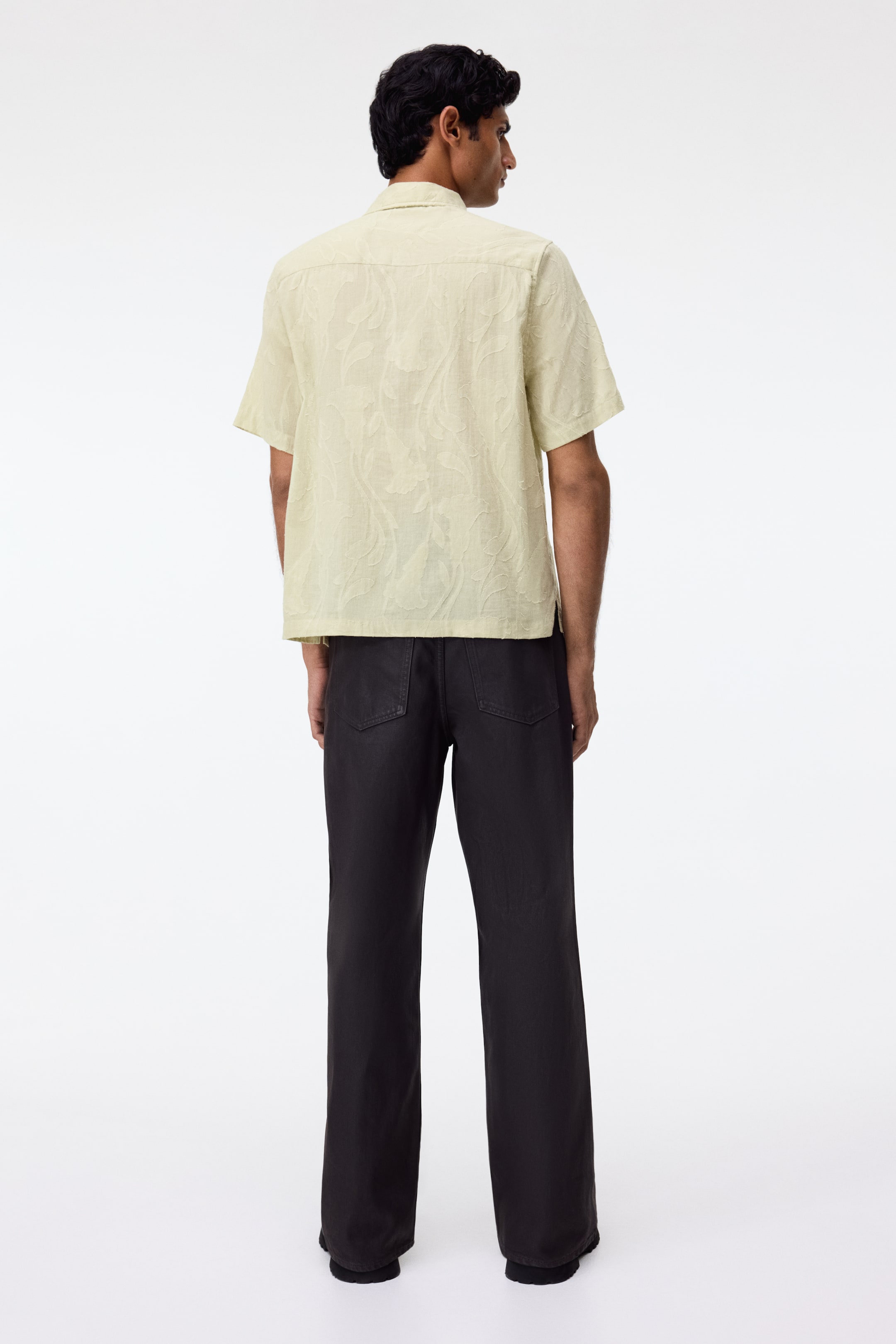 View larger image: Regular Fit Jacquard-weave resort shirt - Light pistachio green - Men | H&M IN 4