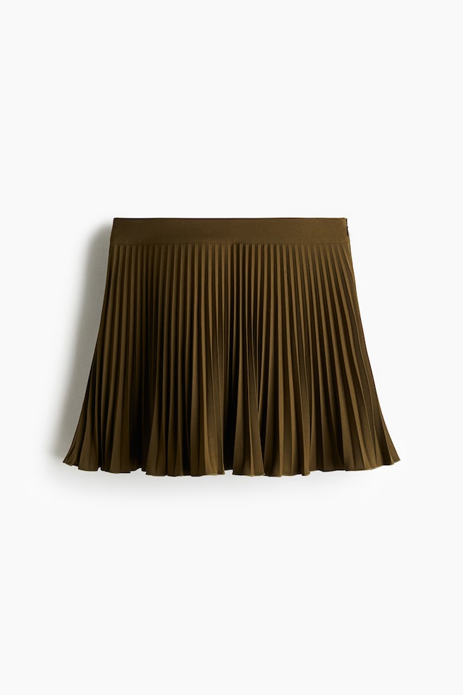 Minifalda pantalón plisada - Verde caqui oscuro/Gris - 1