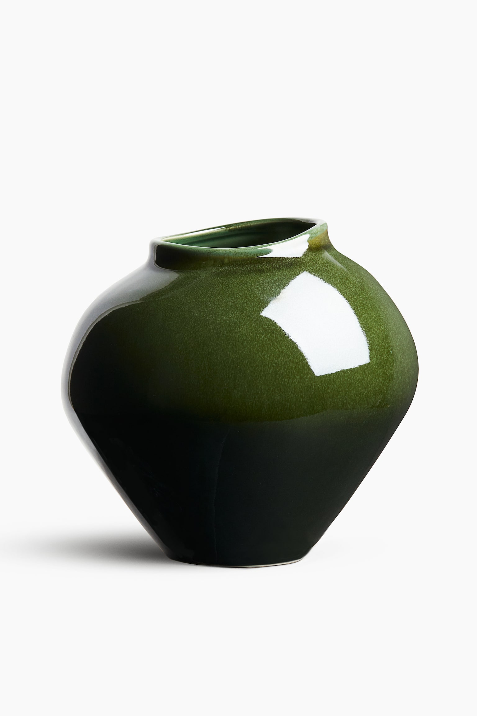 Large irregular stoneware vase - Dark green - 1