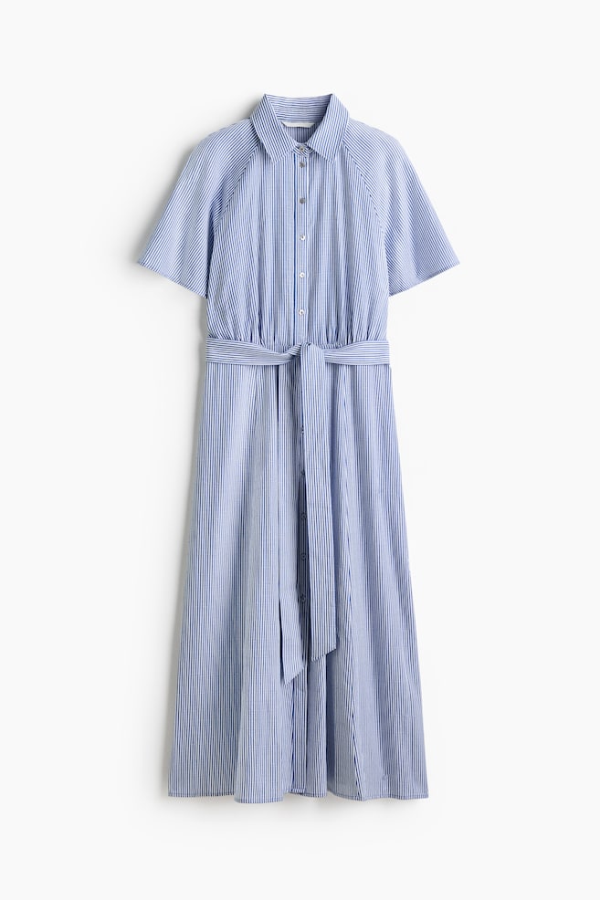 Tie-Belt Shirt Dress - Blue/striped/Blue/striped - 1