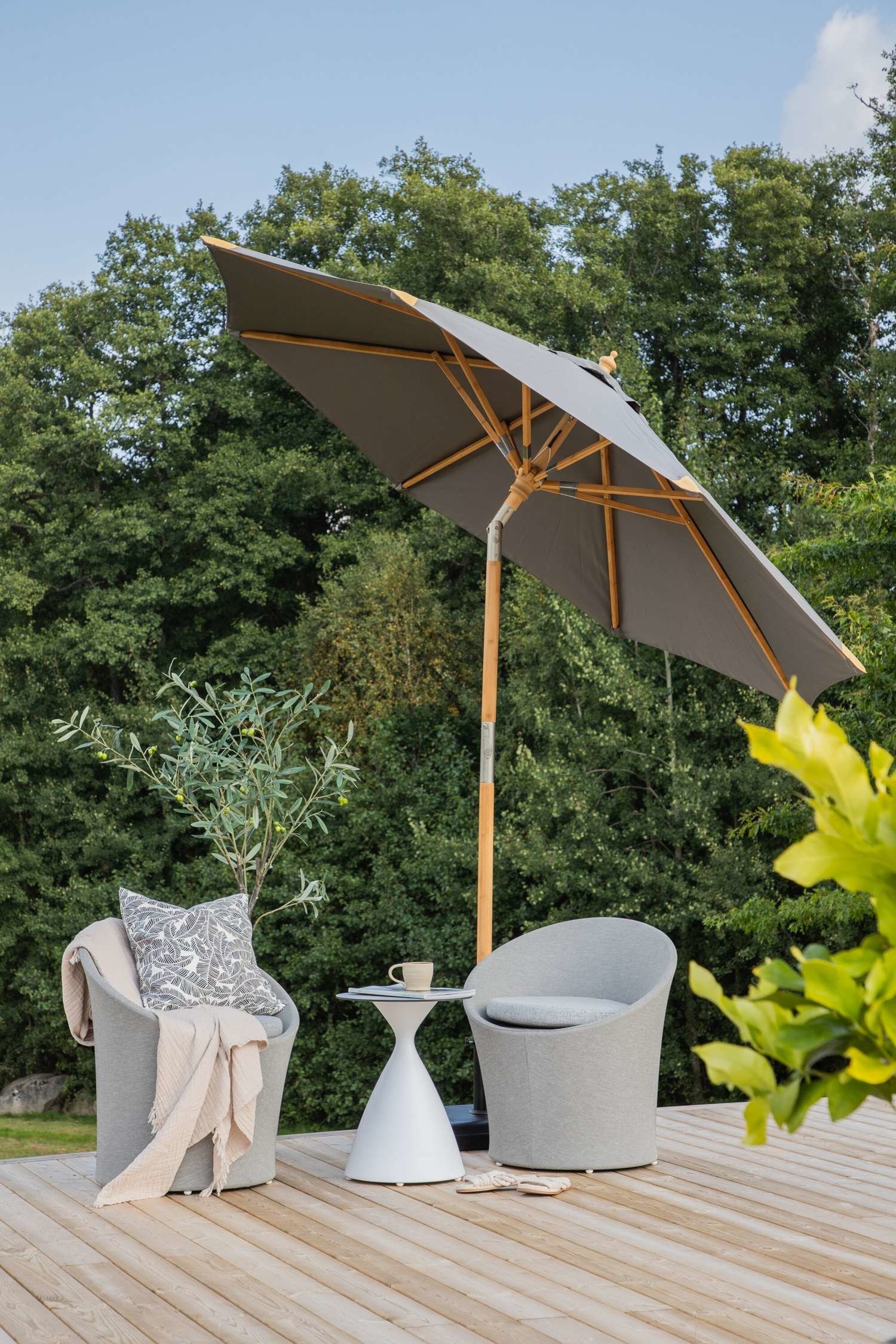 Cerox Parasol - Polyester, Grey/Polyester, White