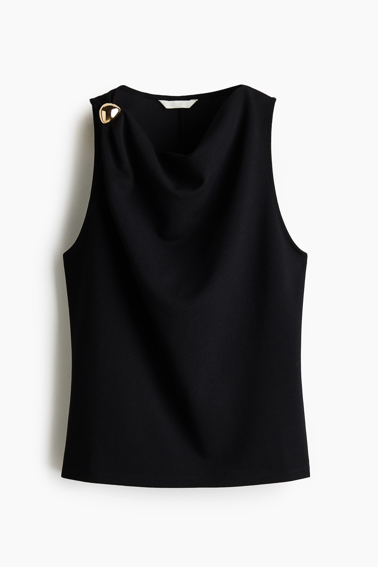 Женский топ H&M Cowl-Neck Sleeveless Top, цвет: Чёрный — фото 1