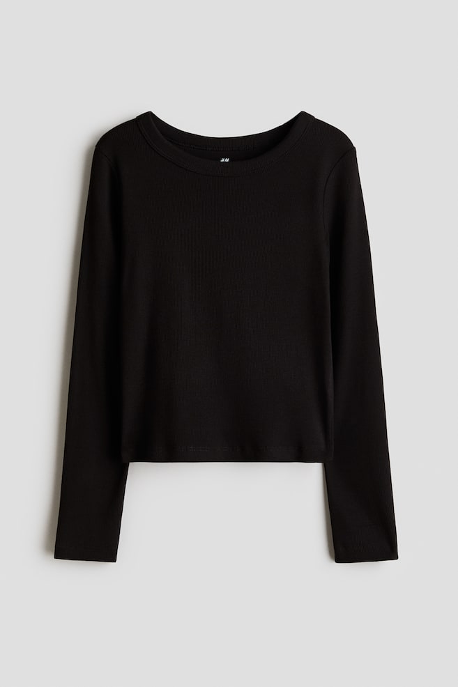 Camiseta de algodón acanalado - Negro/Rojo oscuro - 1
