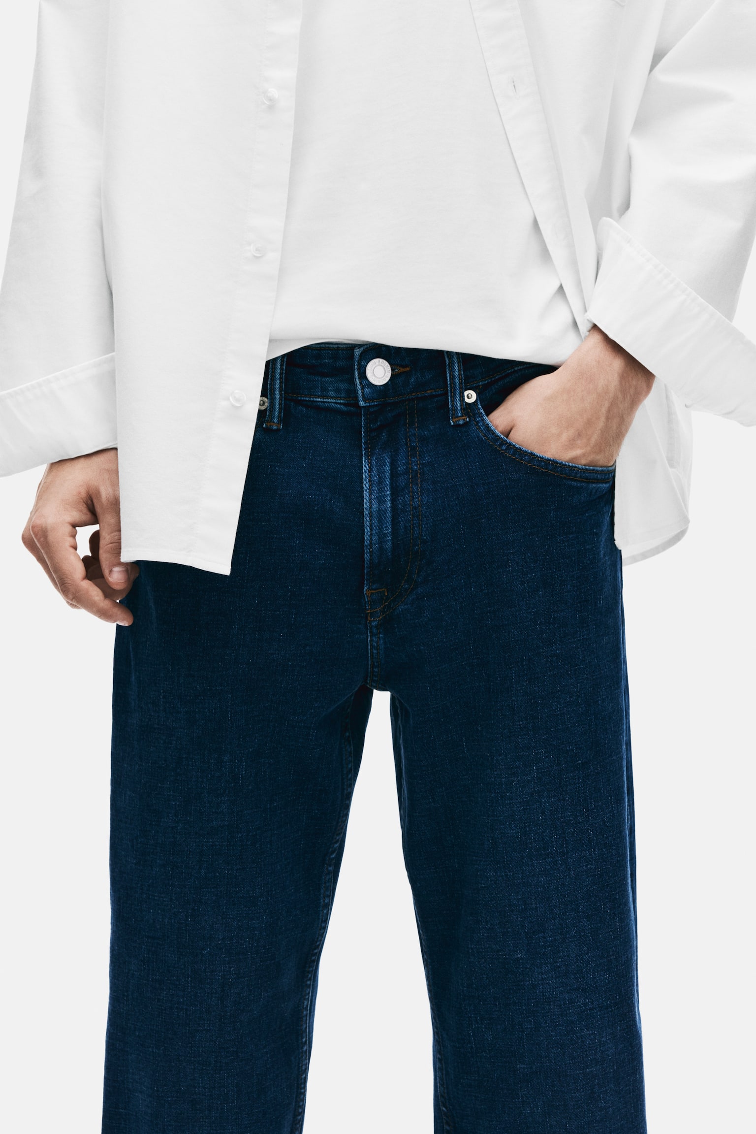 Tapered Regular Jeans - Dunkles Denimblau/Denimblau - 3
