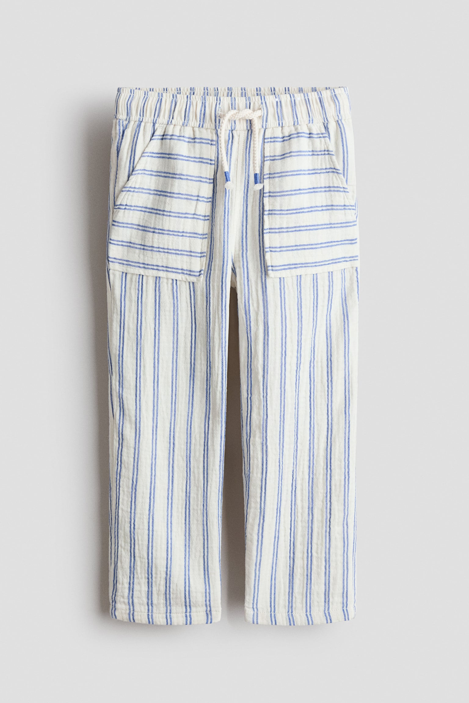 Pantalon à cordon en mousseline - Blanc/à rayures bleues/Marine/Brun foncé/Bleu canard - 1
