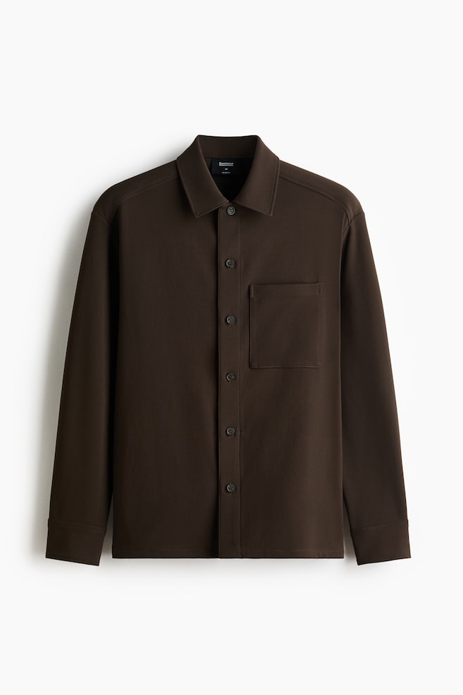 Four-way Stretch Overshirt - Dark brown - 1