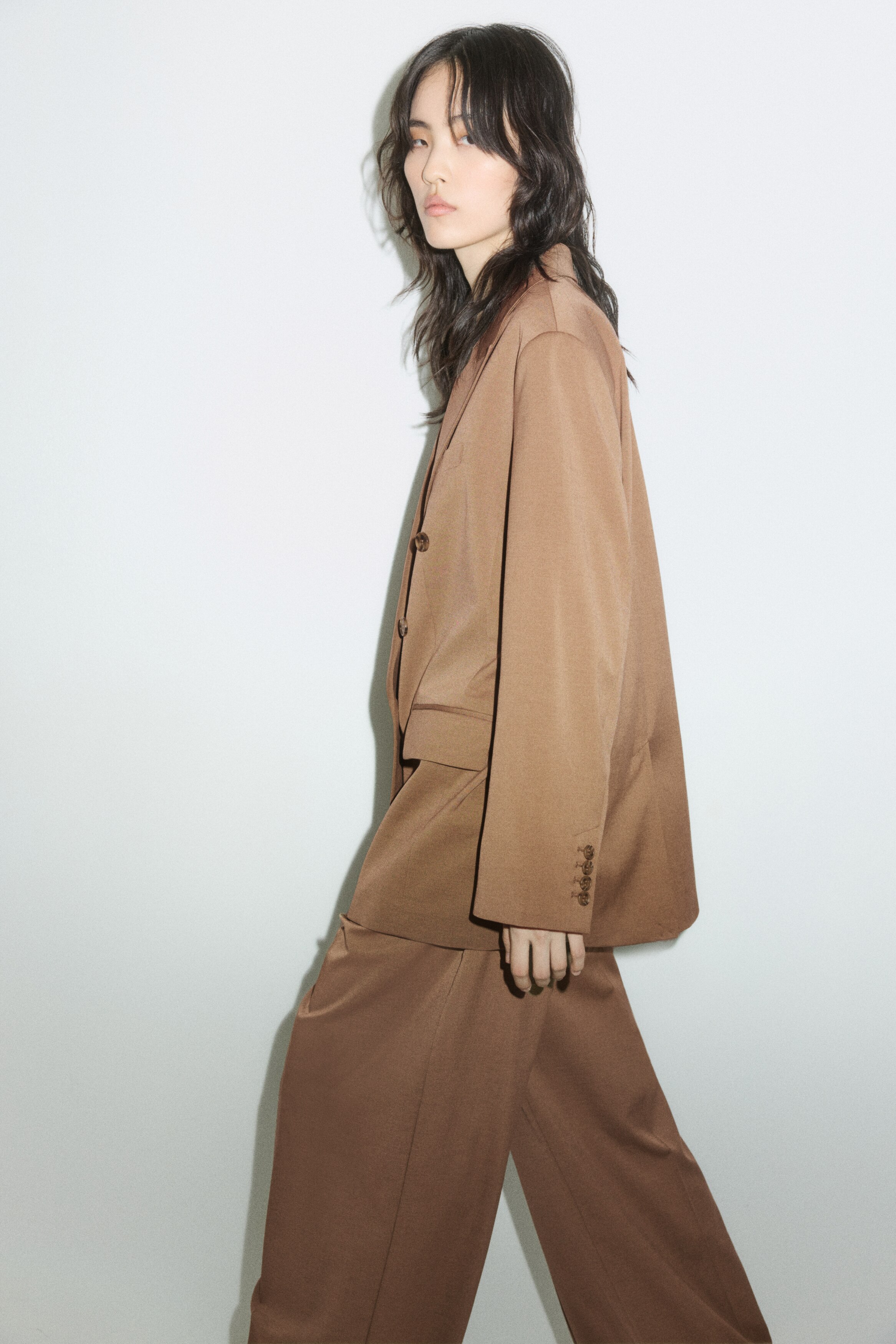 Oversized twill blazer