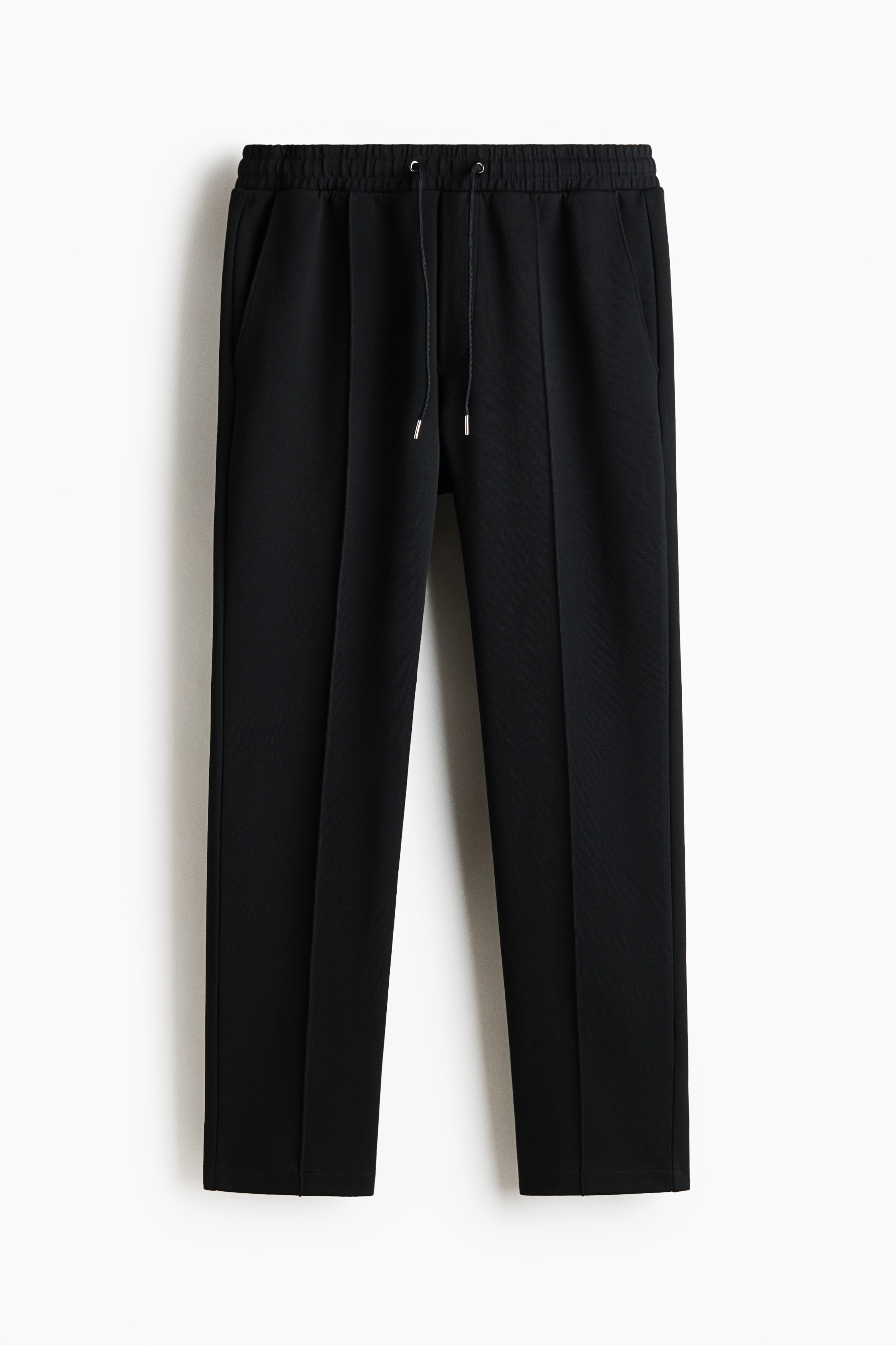 Regular-Fit Interlock Crease-Front Joggers - Black/Cream