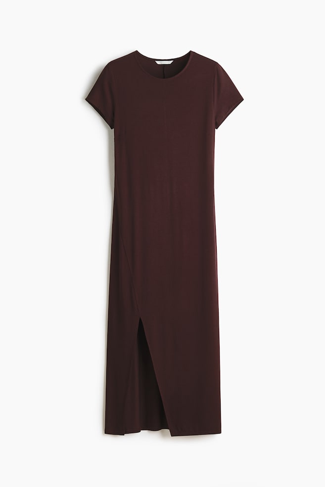 Vestido camiseta midi - Marrón oscuro - 1