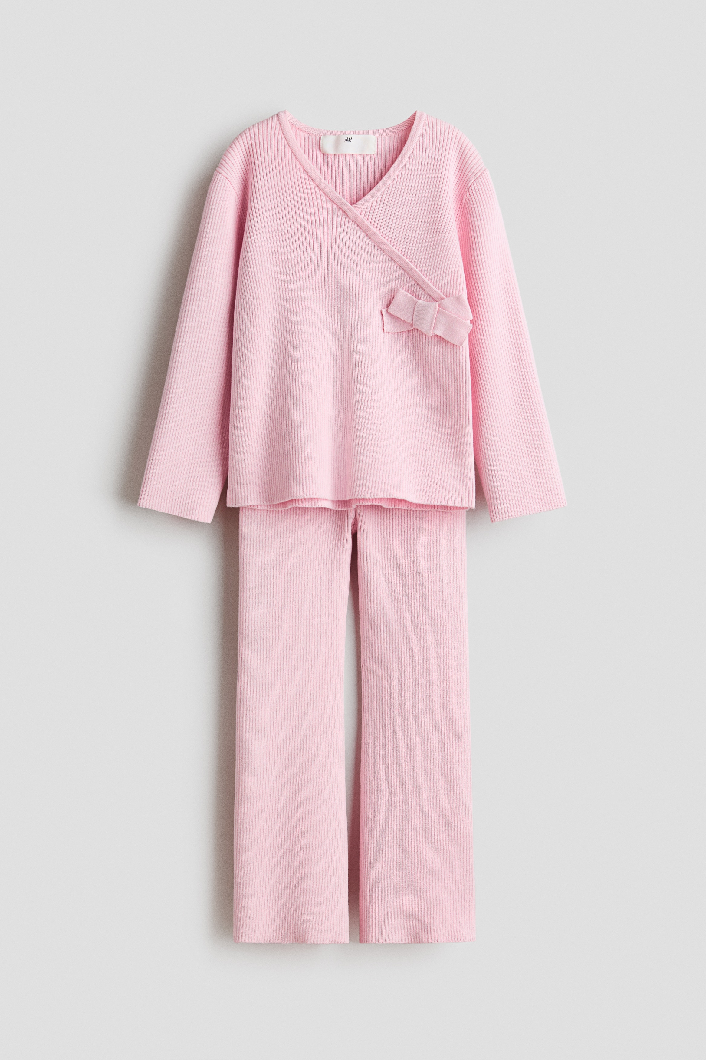 Dvoudílná souprava top a legíny - Růžová/Bleděmodrá/Béžový melír