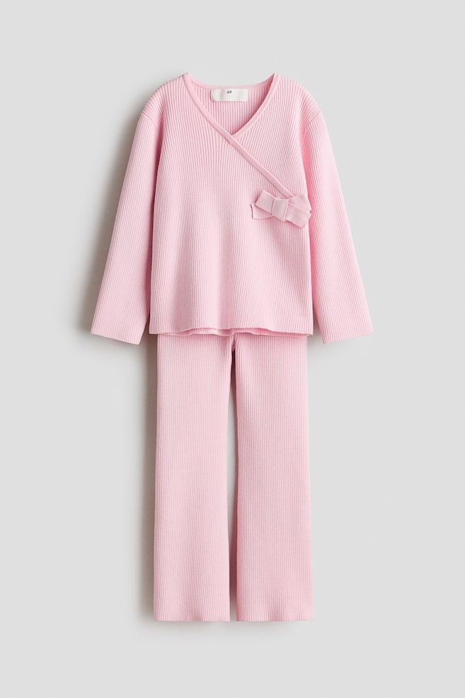 2-teiliges Set mit Shirt und Leggings - Rosa/Hellblau/Beigemeliert - 1