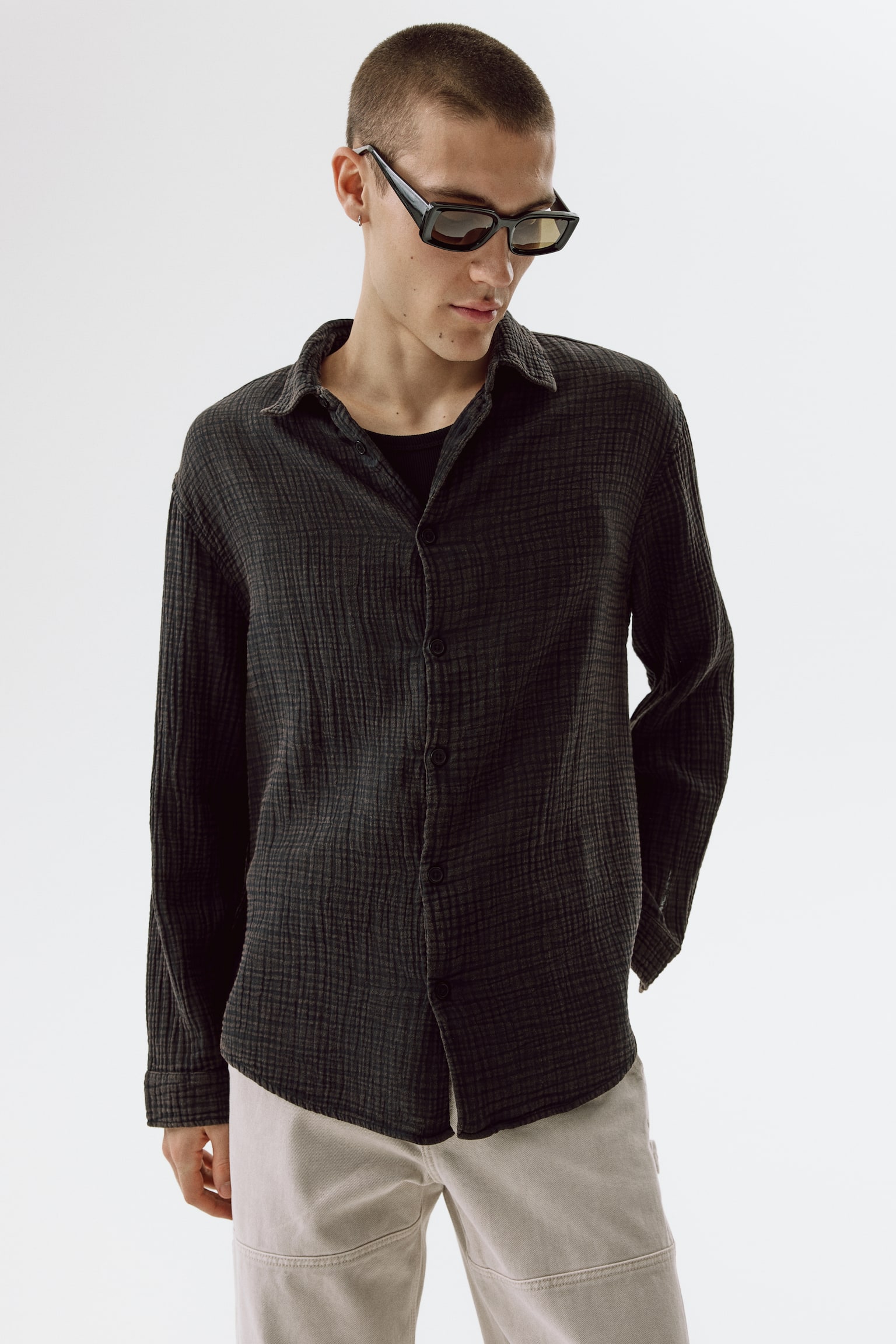 Camisa em musselina de algodão Regular Fit - 1