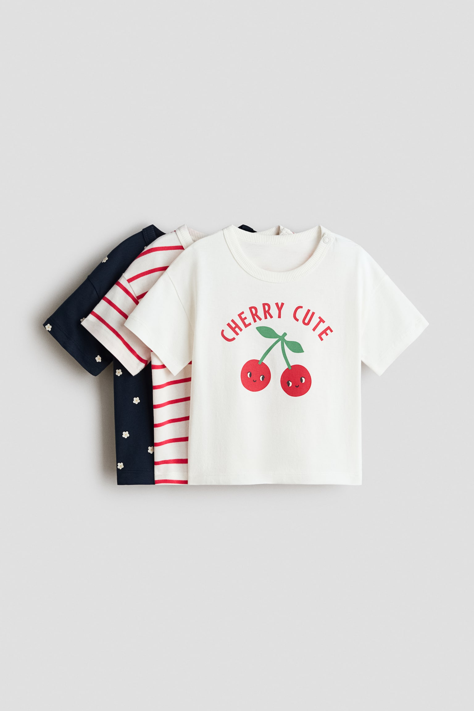 Набір із 3 бавовняних футболок - Білий/Cherry cute - 2