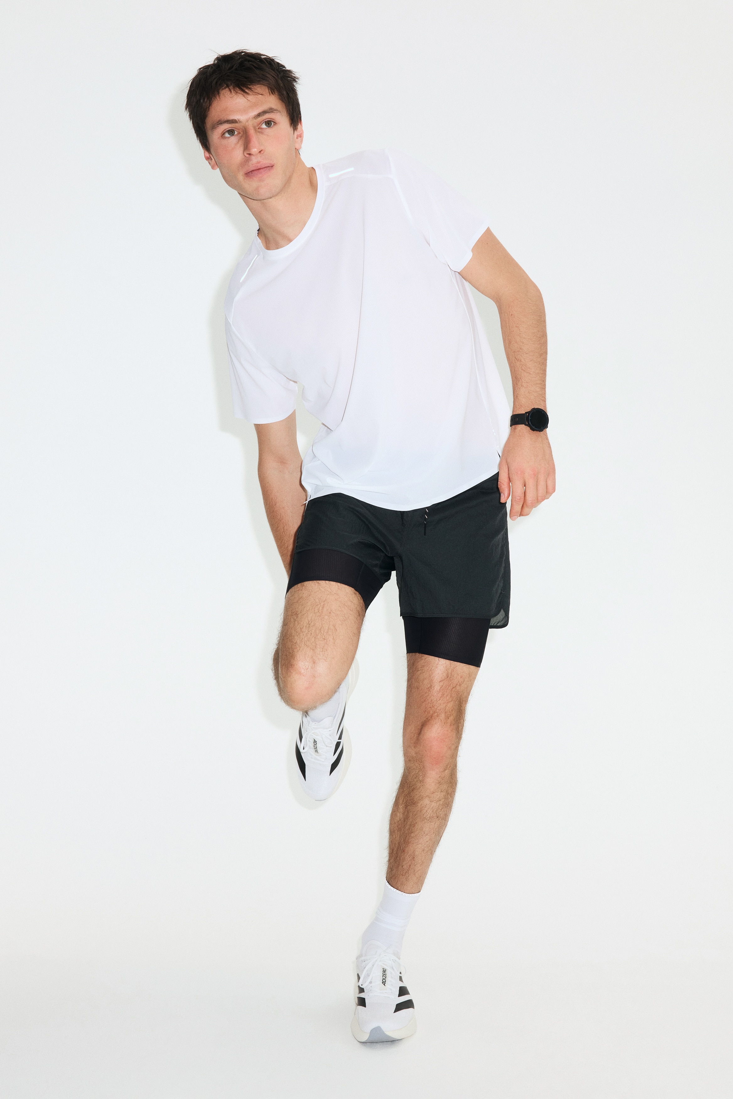 Lightweight Cooling ランニングTシャツ - ホワイト/ダークグレー/ライトダスティグリーン/ダークグレー