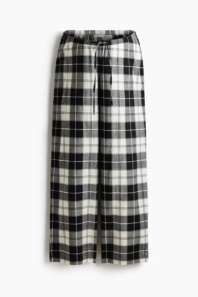 MAMA Flannel pyjama bottoms - White/Black checked/White/Grey striped - 1