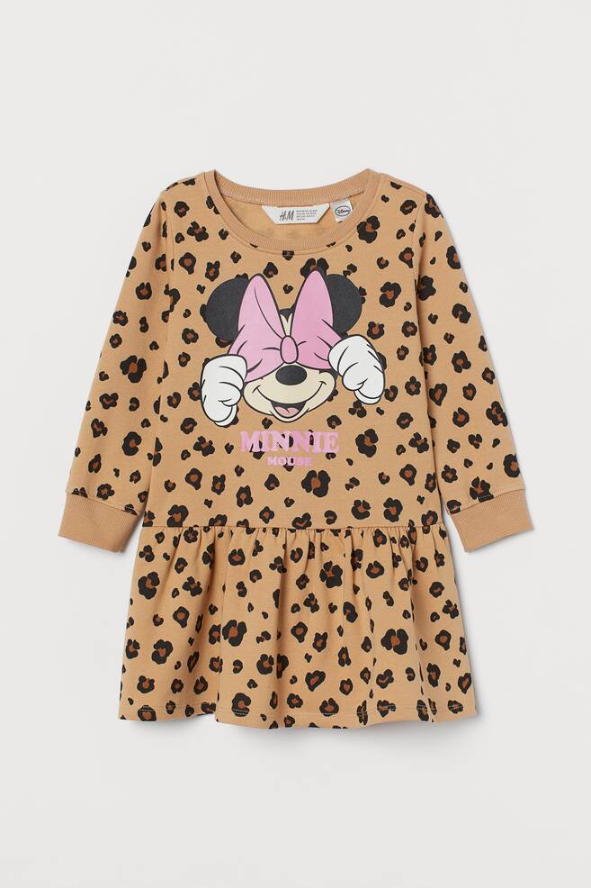 Printed sweatshirt dress - Beige/Minnie Mouse - 1